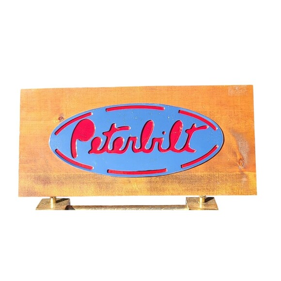 Vintage Peterbilt Wood Chrome Wall Hanging Plaque Trucker Mancave Mechanic Shop - Picture 7 of 10